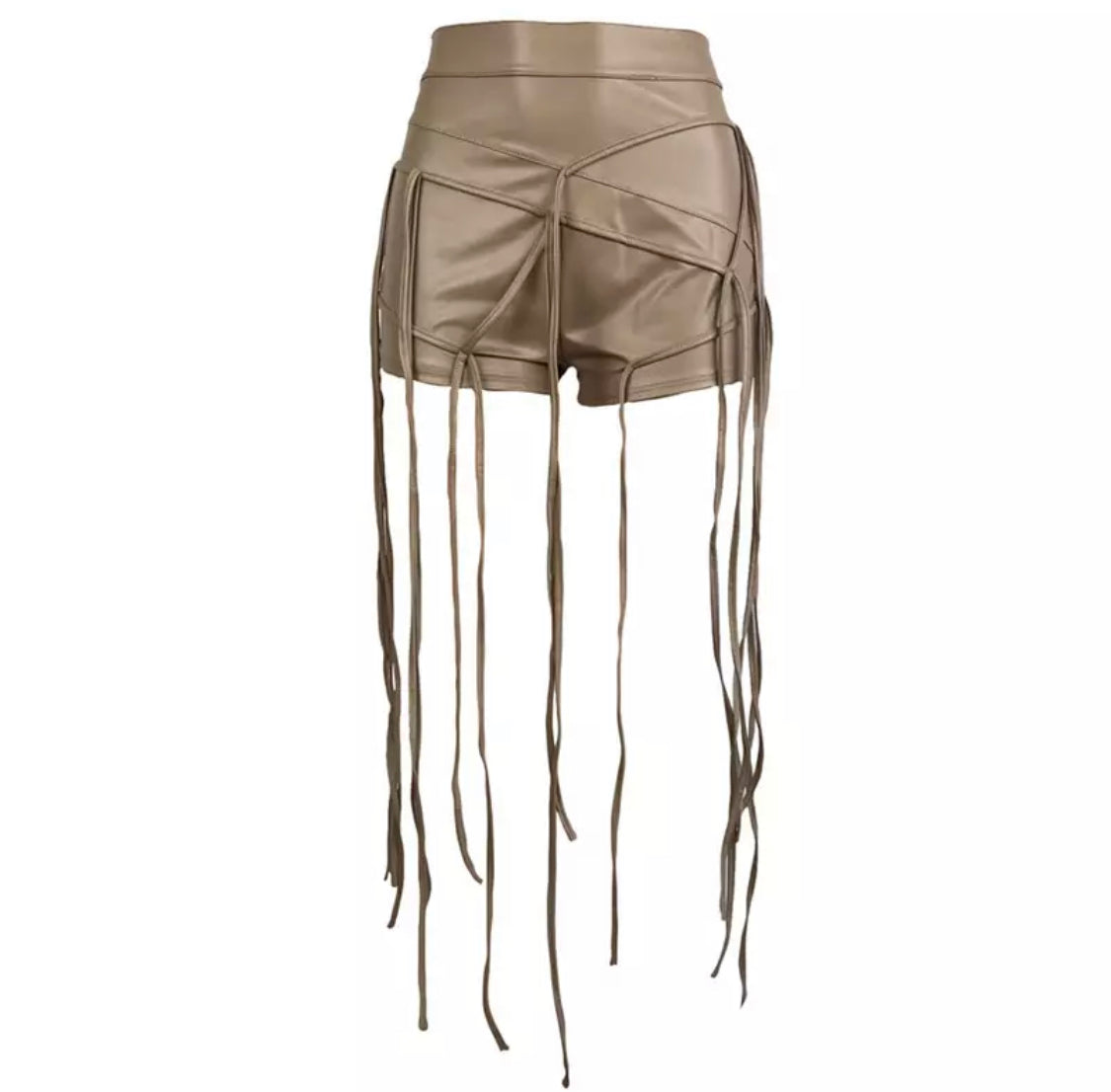 Khaki Leather Ivy Shorts