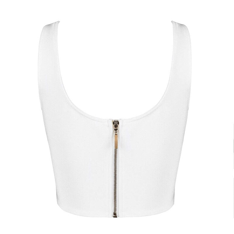 Christina White Bustier Crop Top
