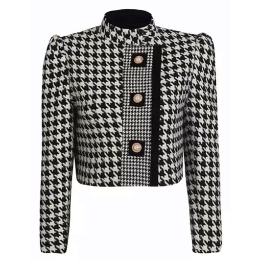 Abby Houndstooth Tweed Crop Jacket