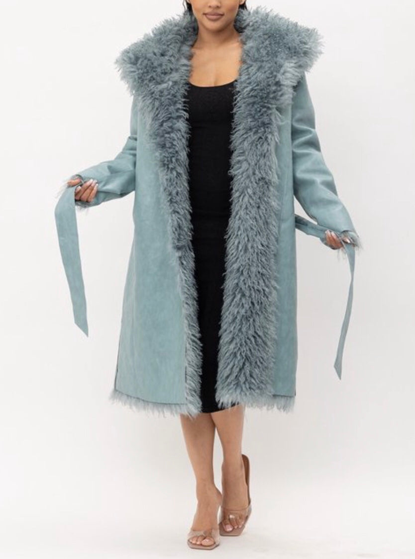 Fur Reversible Light Blue Coat