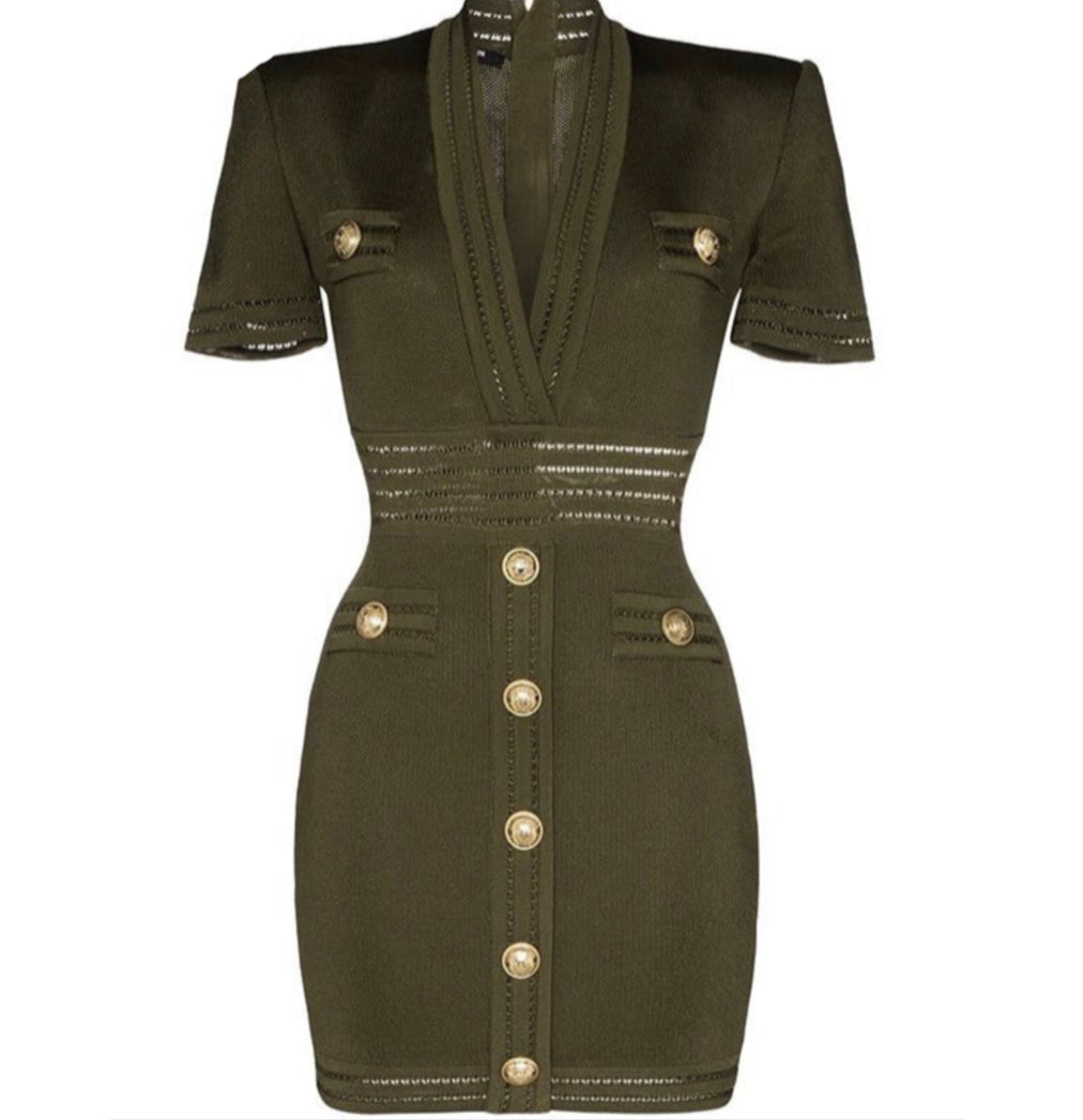 Knit Olive Mini Dress