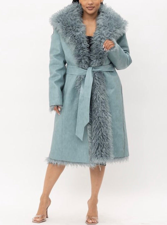 Fur Reversible Light Blue Coat