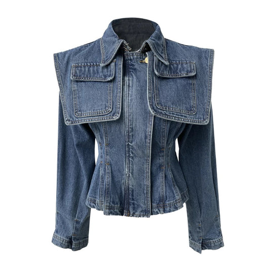 Olivia Petite Pocket Denim Blazer