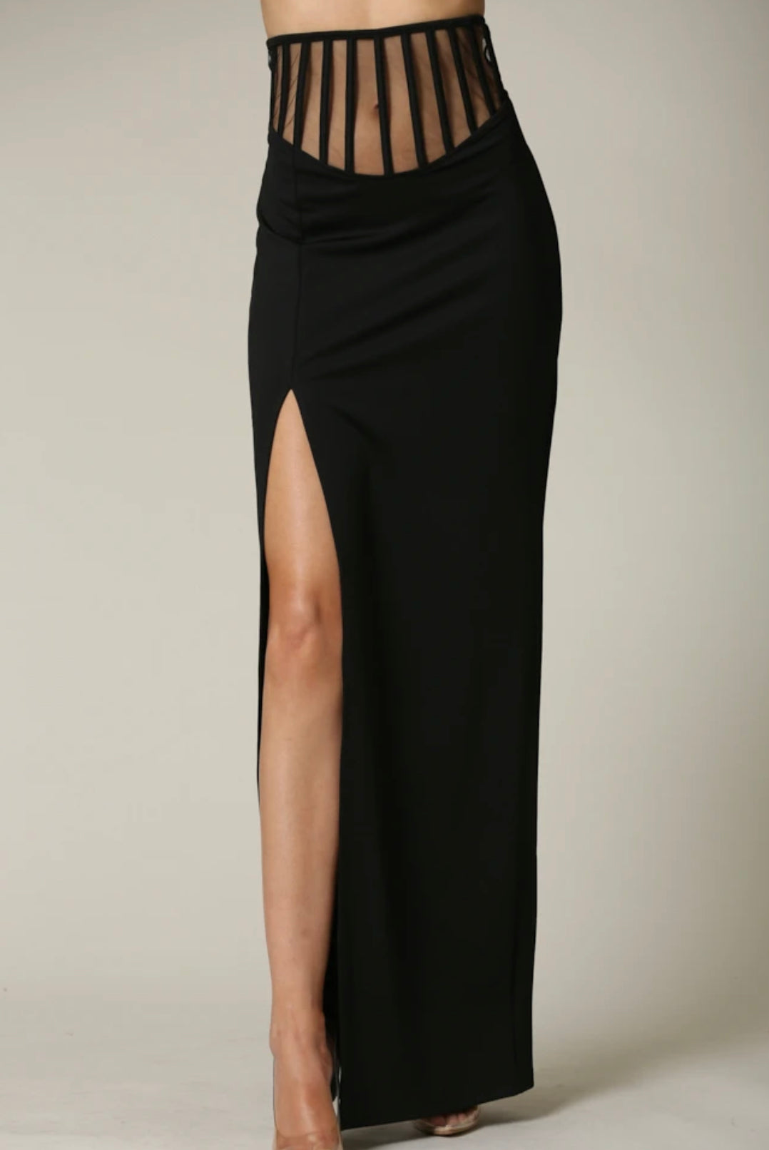 Split Black Corset Skirt