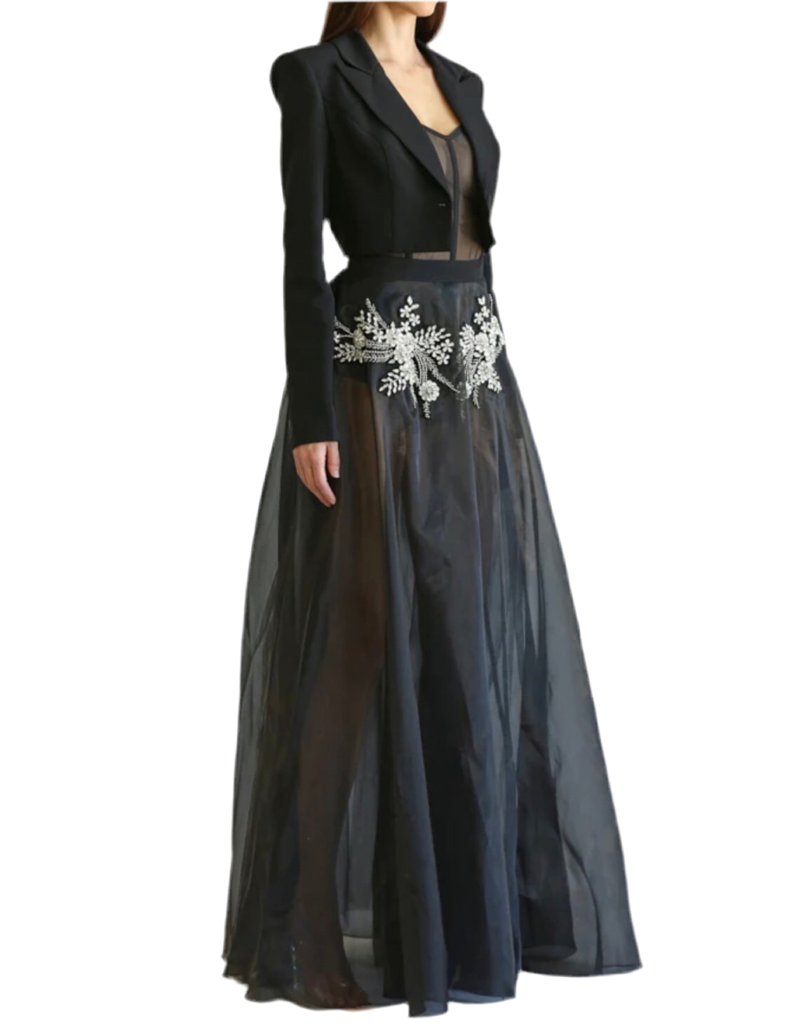 Black Crystal Detail Dress & Crop Blazer