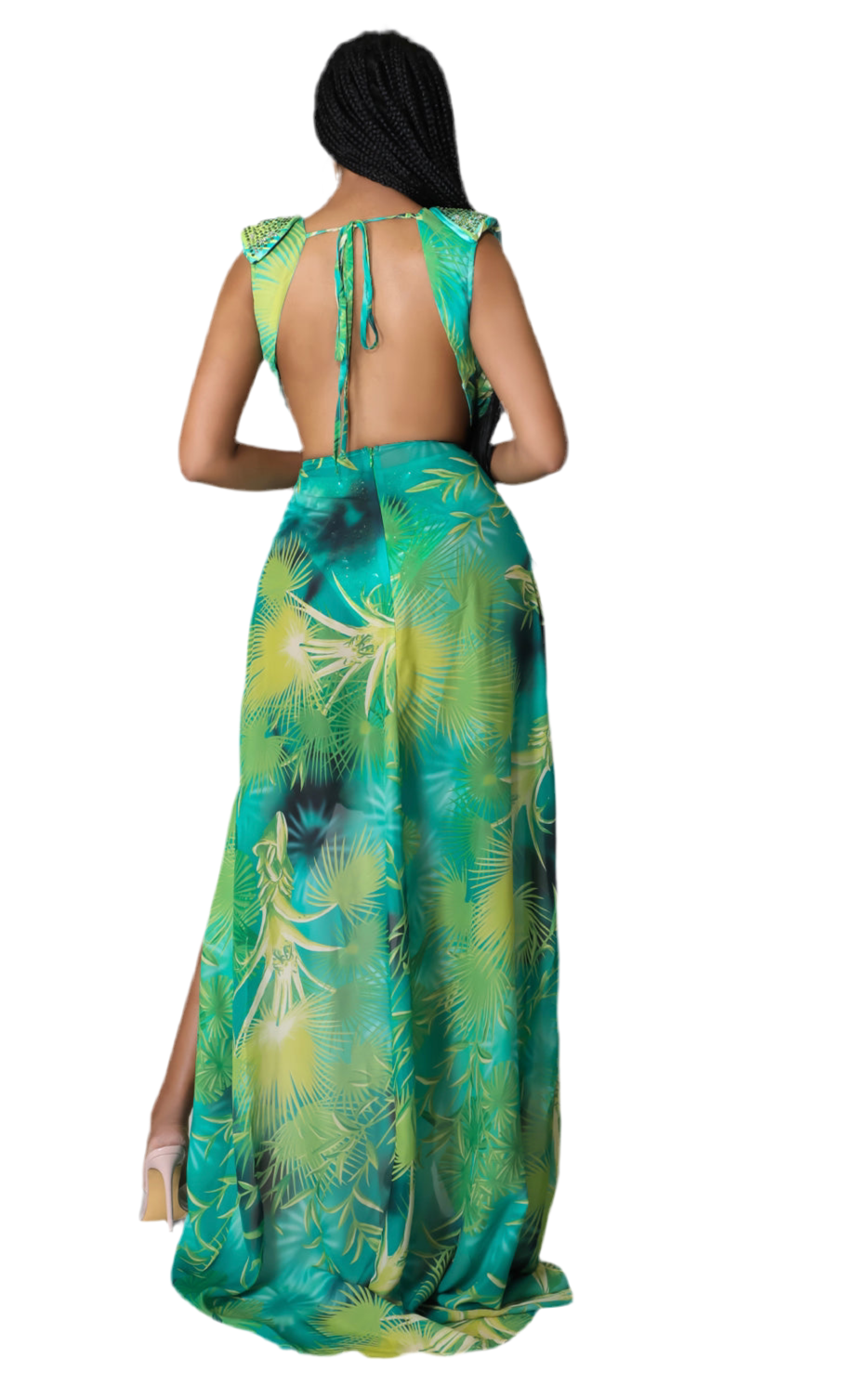 Floral Crystal Bodysuit & Wrap Skirt Set