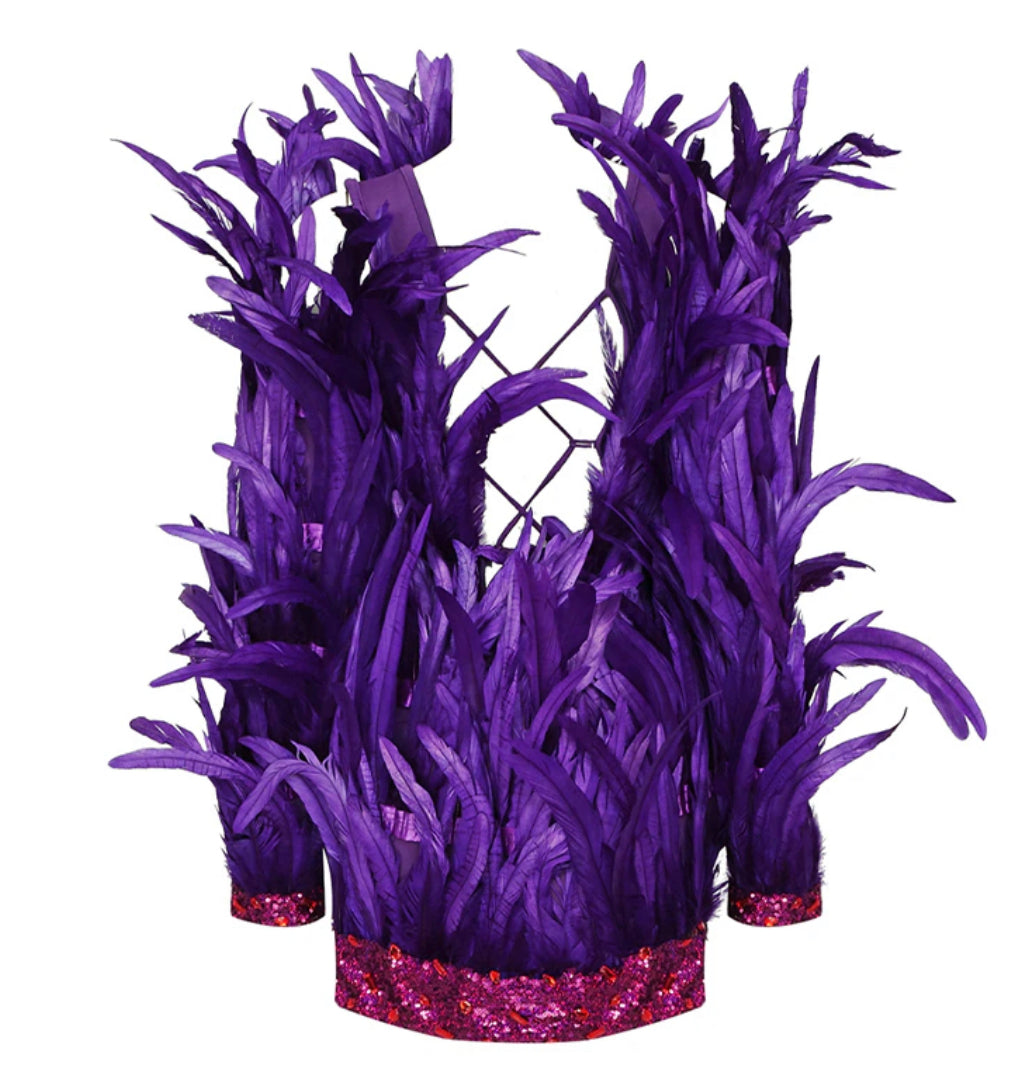 Cutout Feathers Mini Dress