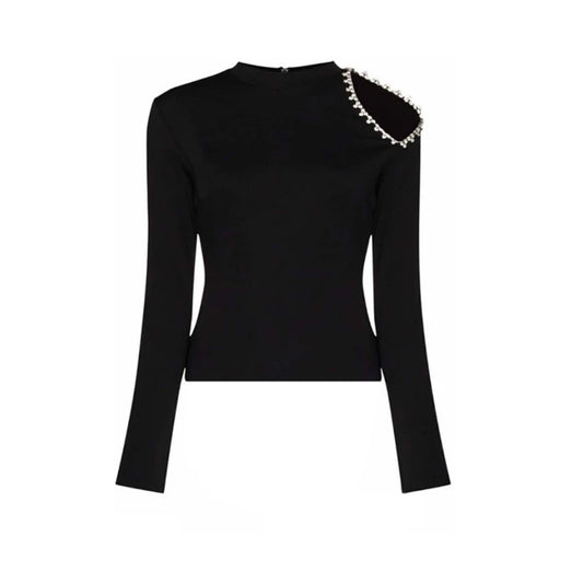 Black Hallow Out Crystal Top