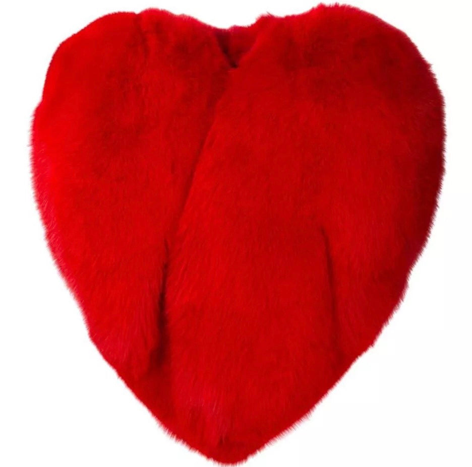 Thick Fur Red Heart Cape