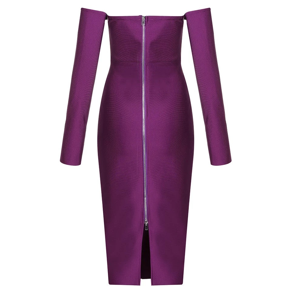 Kathy Off Shoulder Purple Dress