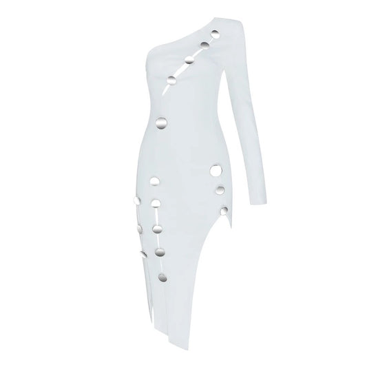 Adi Cutout One Shoulder White Dress