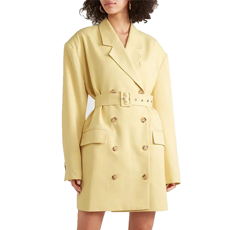 Monica Oversized Yellow Mini Blazer Dress
