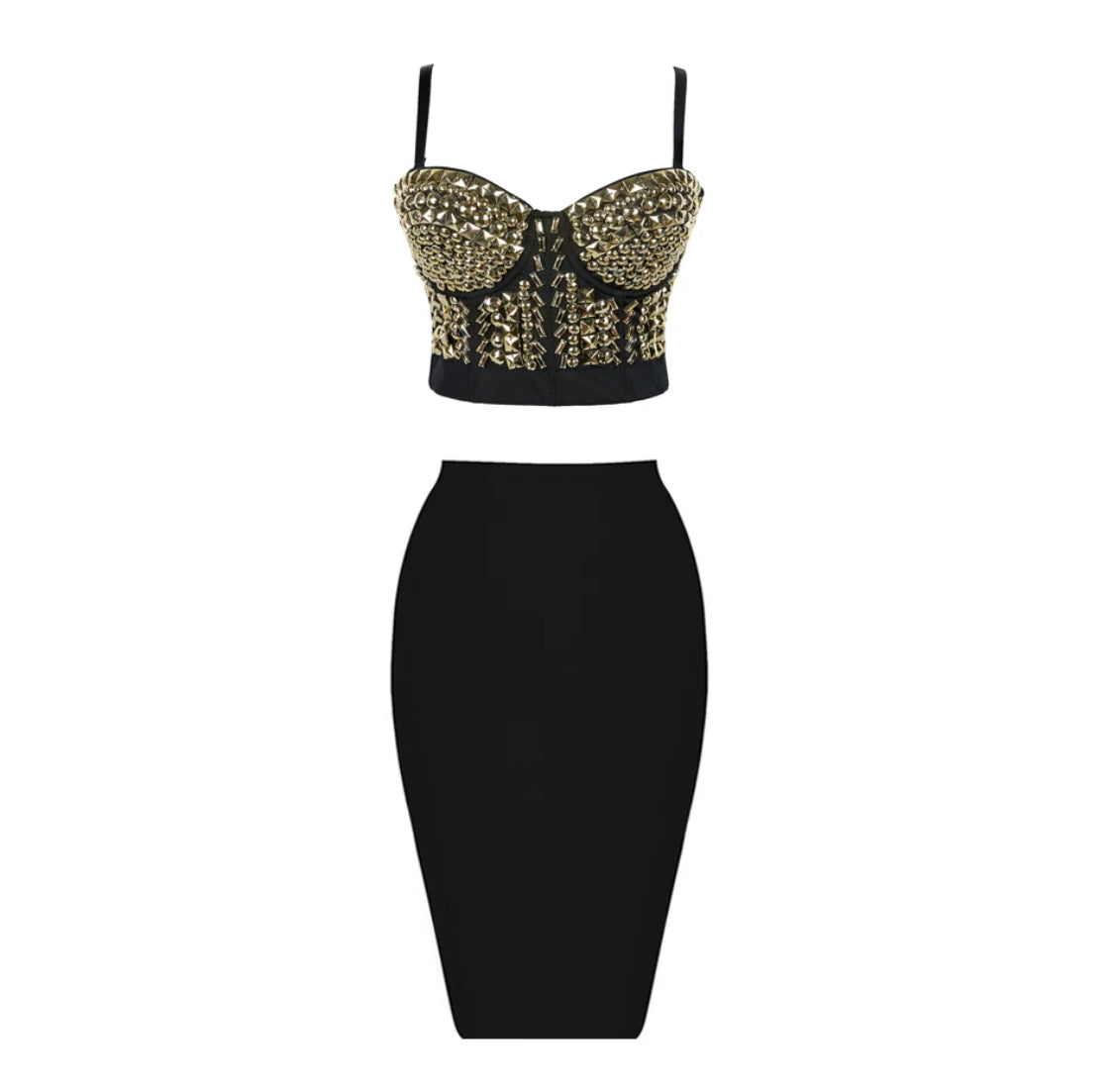 Crystal Bustier Crop Top & Skirt Sets