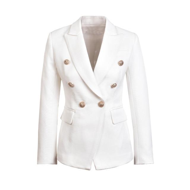 Metal Gold Button Jacket White Black Khaki Colors Blazer