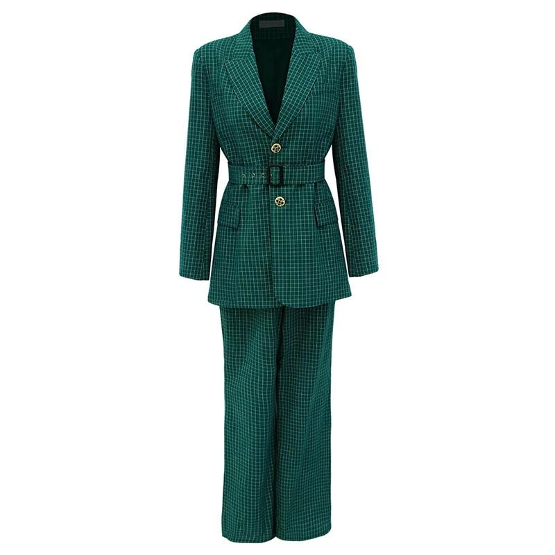 GREEN PLAID SETS BLAZER + PANTS
