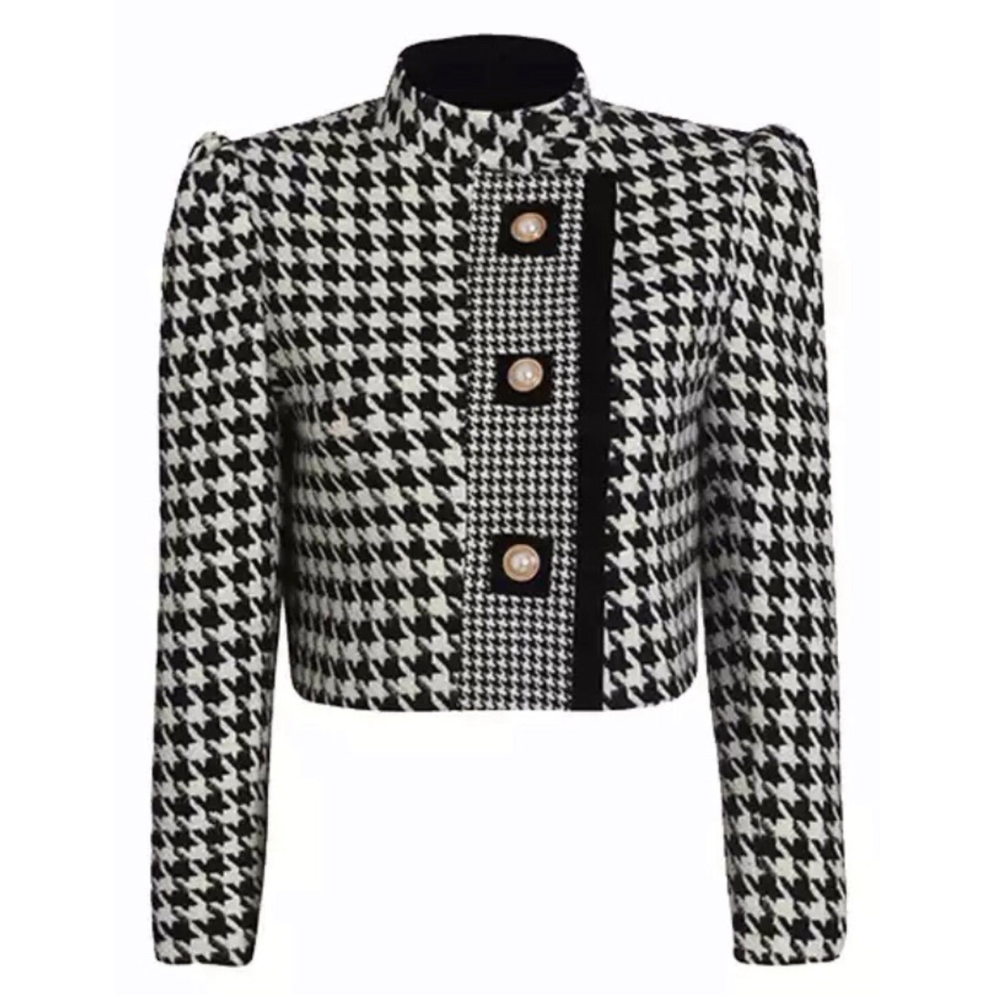 Abby Houndstooth Tweed Crop Jacket