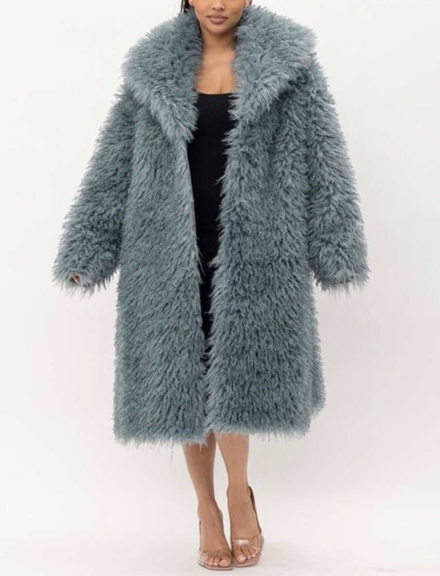 Fur Reversible Light Blue Coat