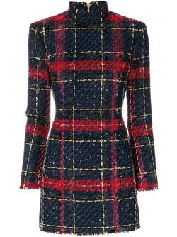 Plaid Turtleneck Plaid Mini Dress