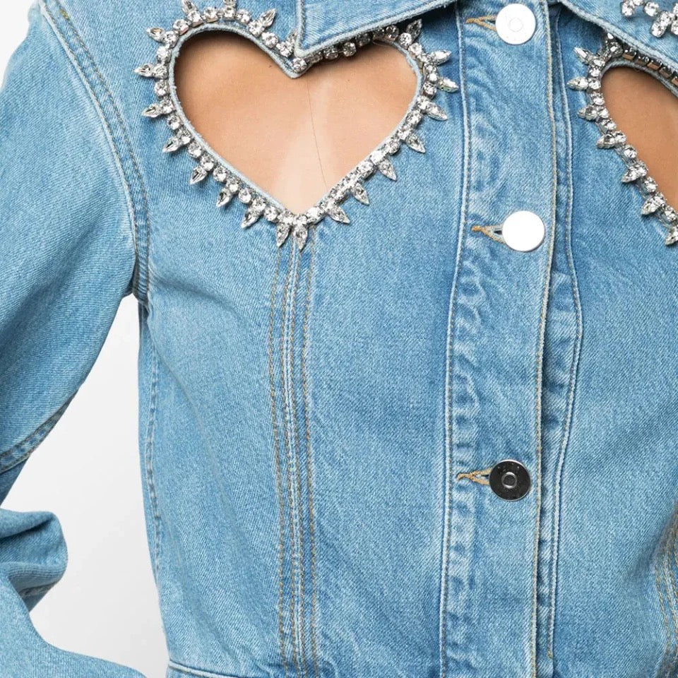 Miley Crystal Cut Denim Jacket