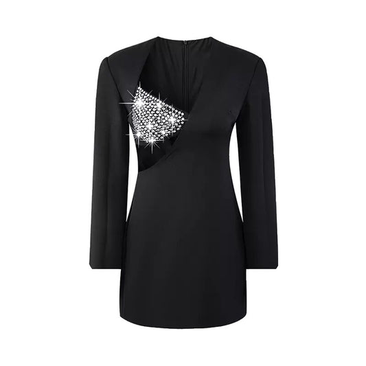 Ava Crystal Cutout Black Mini Dress