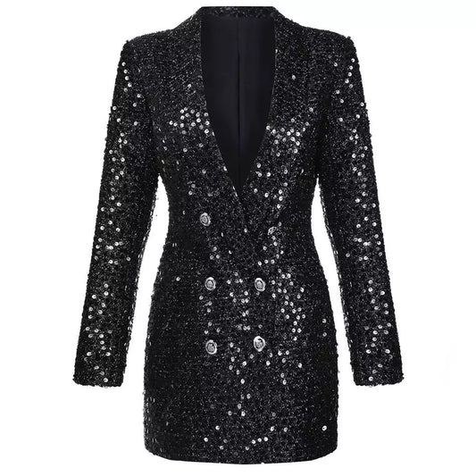 Black Sequined Adele Blazer Mini Dress