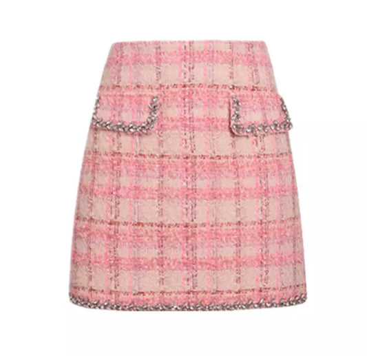 Liz Tweed Pink Mini Skirt