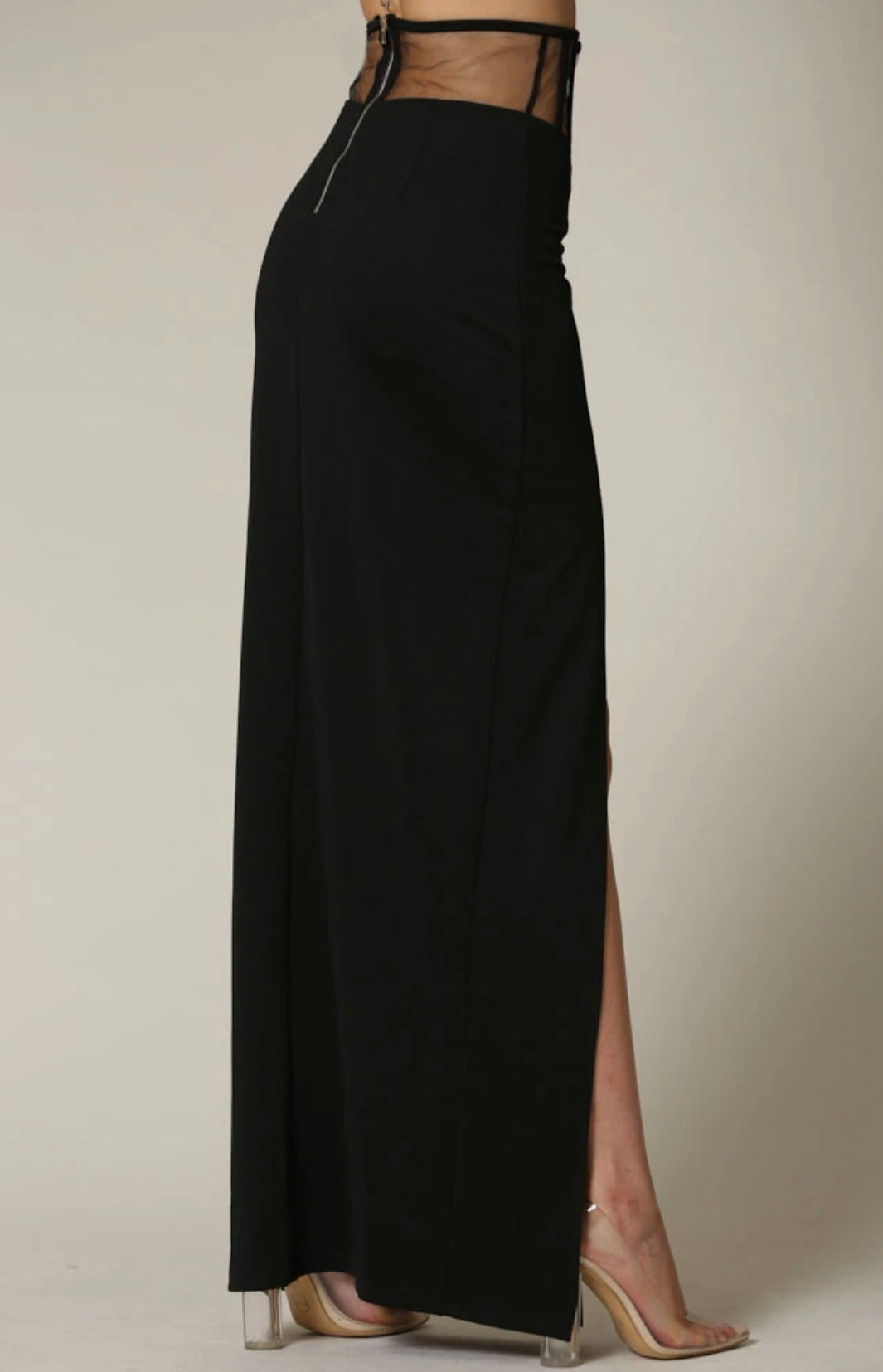 Split Black Corset Skirt