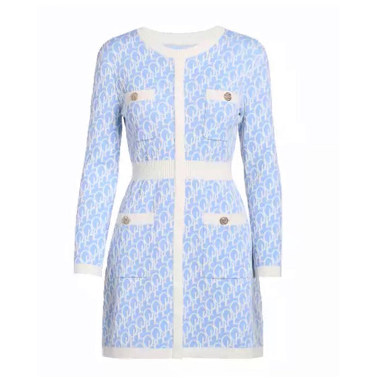 Blue & White Miley Knit Dress