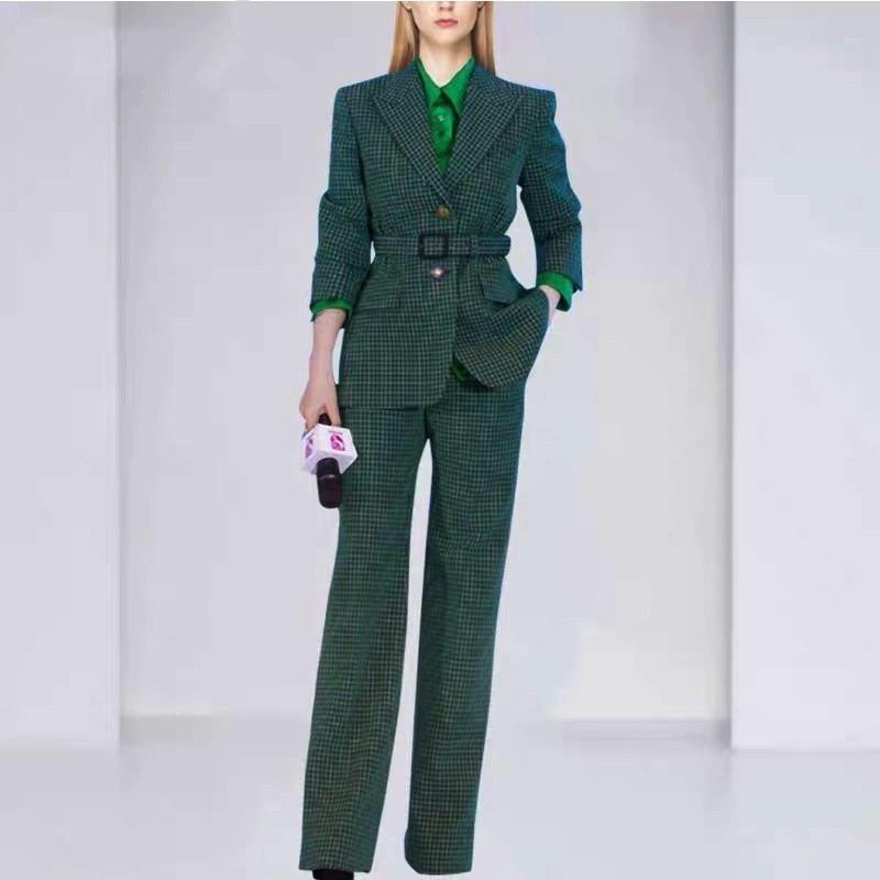 GREEN PLAID SETS BLAZER + PANTS