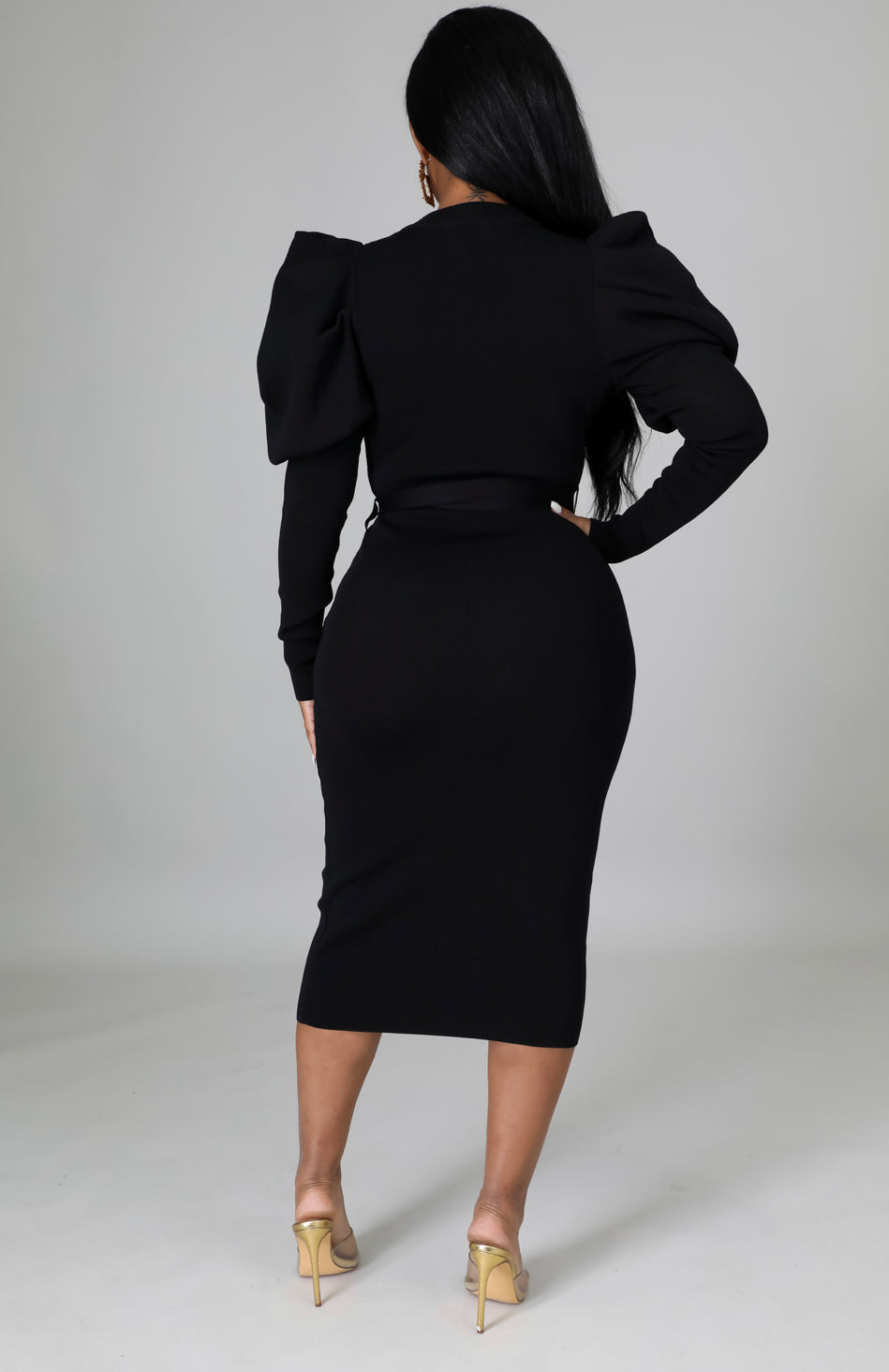 Puff Sleeve Black Dress