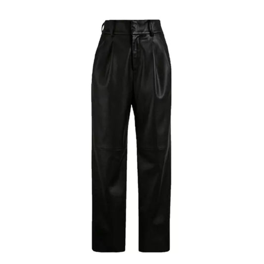 Bert Tailored Faux Leather Black Pants