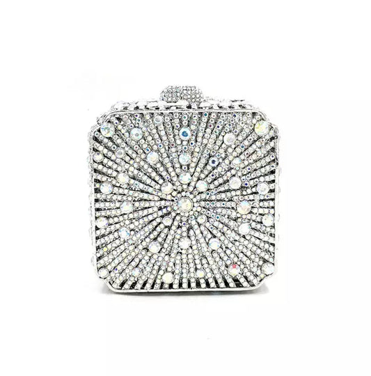 Crystal Silver Clutch Bag