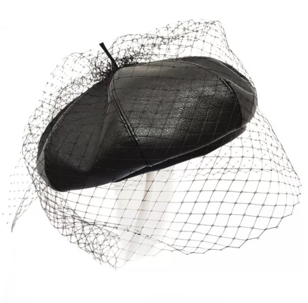 Mesh Vegan Leather Beret