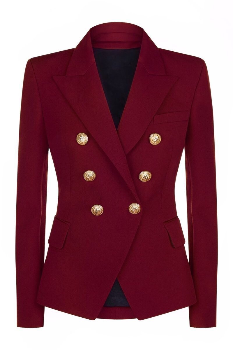 Gold Buttons Wine Blazer