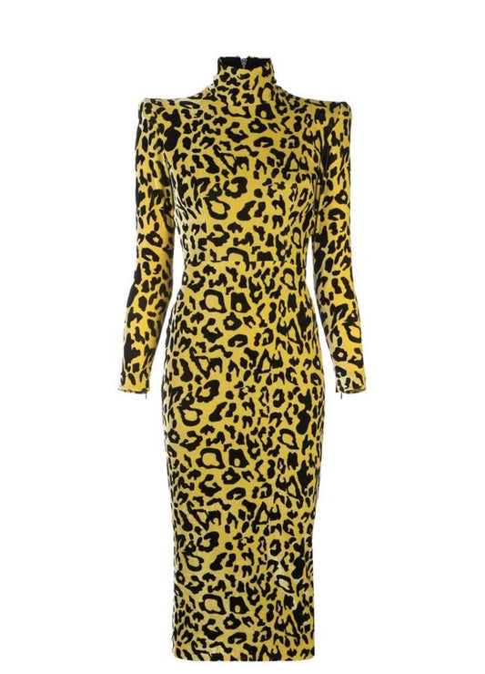 Velvet Leopard Midi Dress