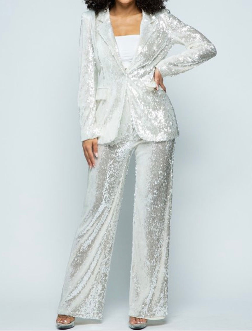 Sequins Blazer & Pants Sets