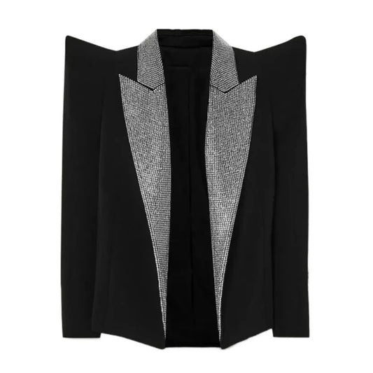 Abby Crystal Collar Black Blazer