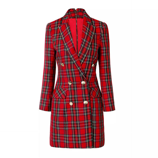 Plaid Red Rae Blazer Dress