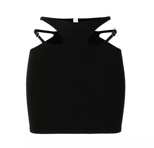 Olivia Cutout Mini Black Skirt
