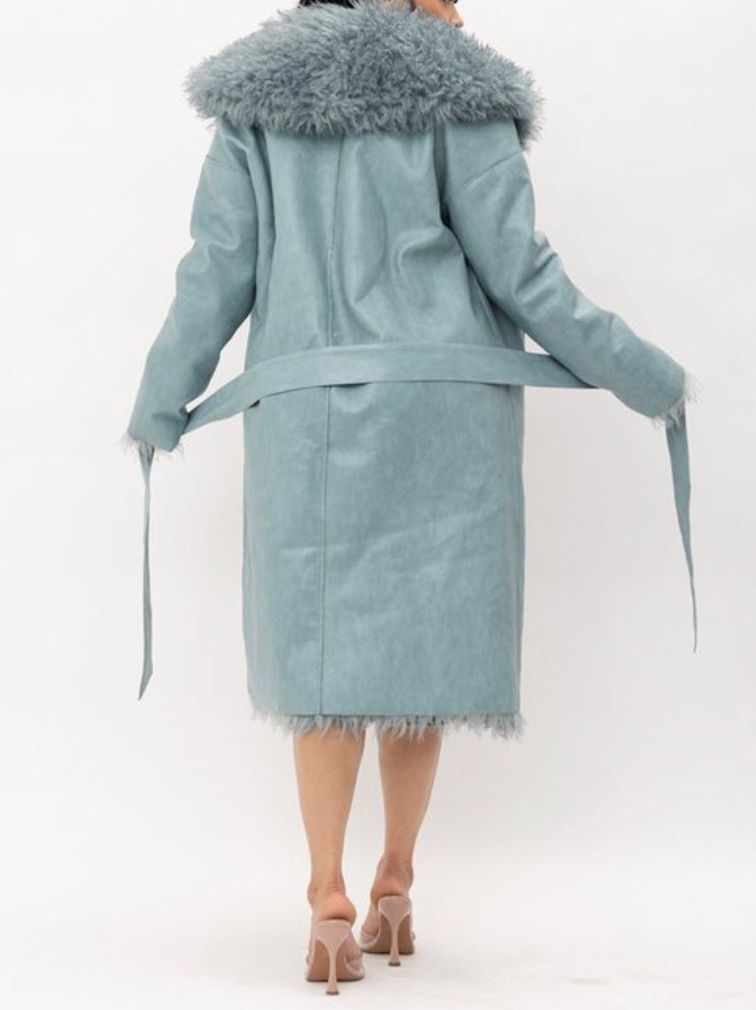 Fur Reversible Light Blue Coat