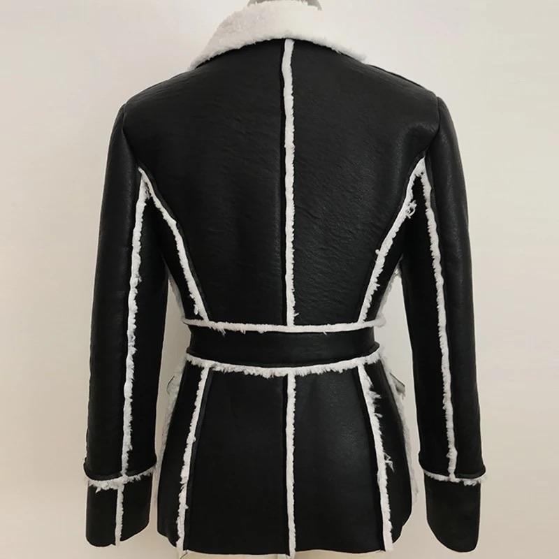 Leather and Shearling Button Blazer