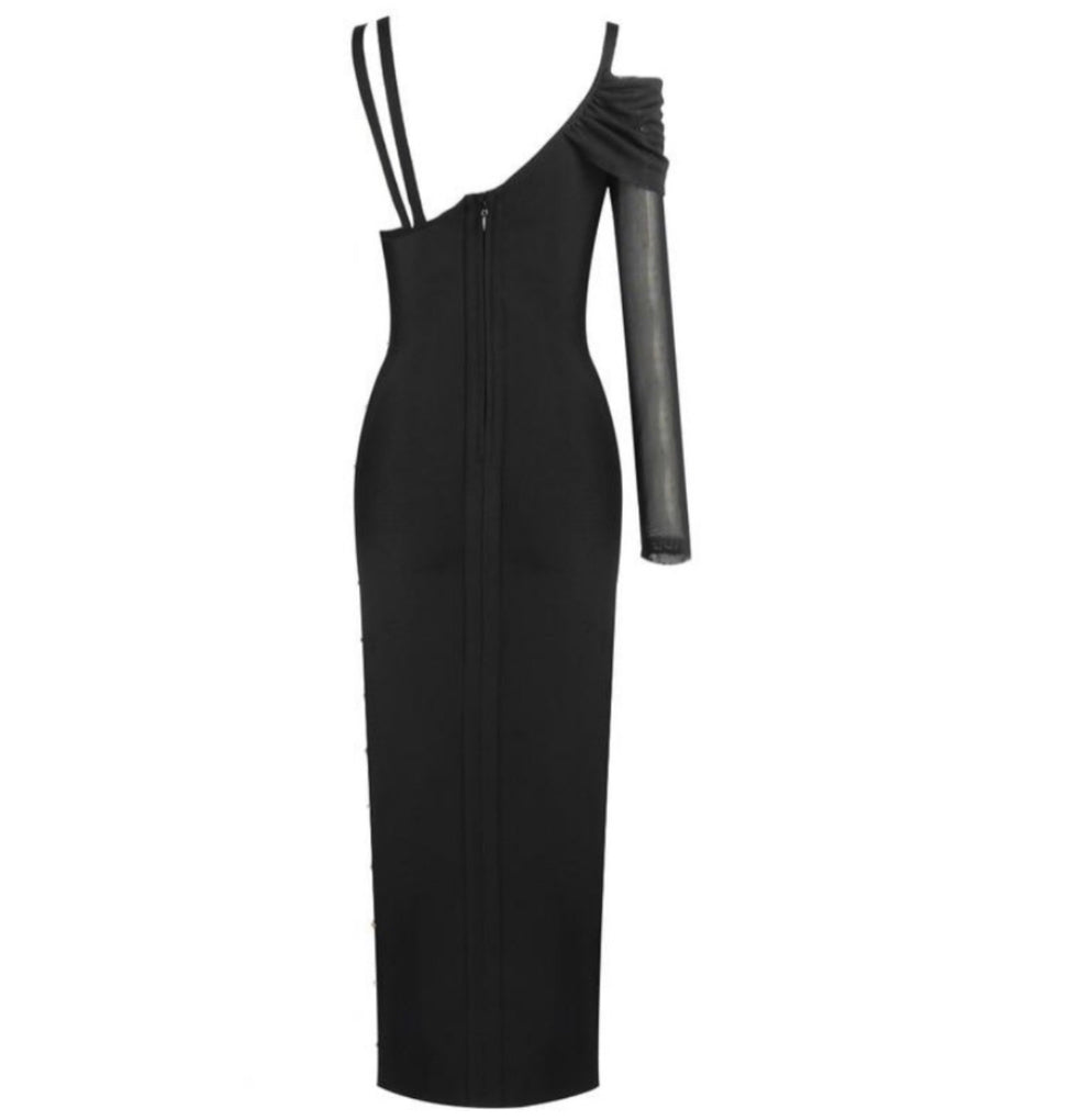 Black Gold Pin Split Dress