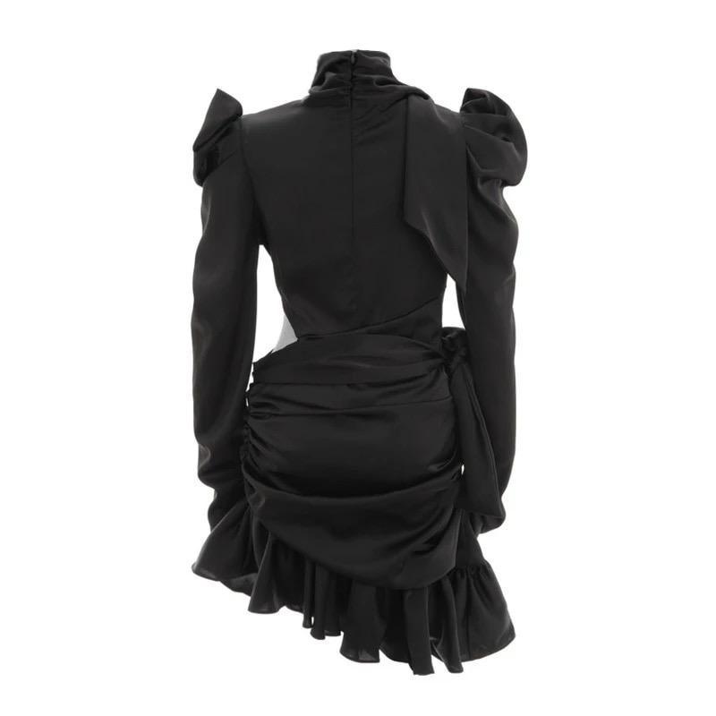 Asymmetrical Puff Sleeve Dress